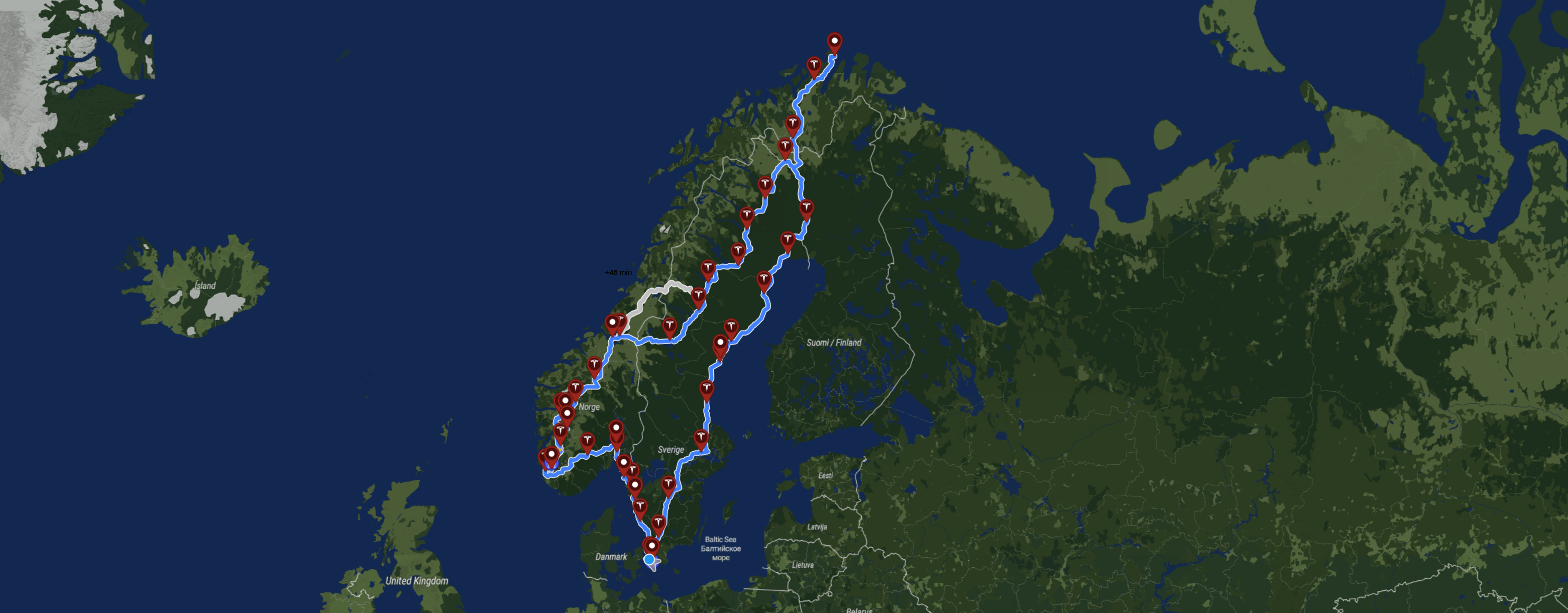 From Svedala to Nordkapp - a 1289 kWh roadtrip 